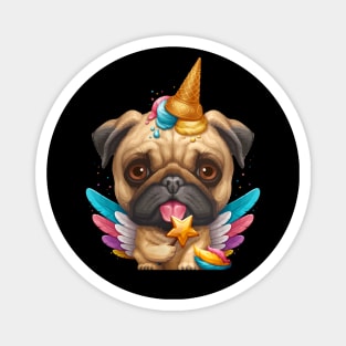 Pug Ice Cream Unicorn Magnet